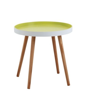Table d'appoint ronde en bois et mdf laqué vert anis
