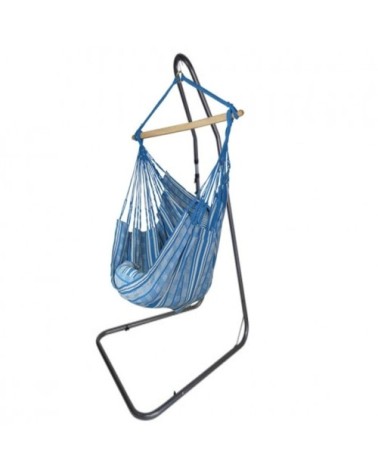 Hamac chaise xl en coton turquoise et support en métal
