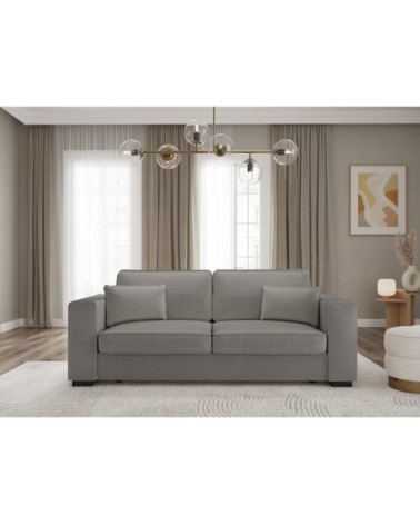 Canapé droit fixe 3 places en tissu - gris