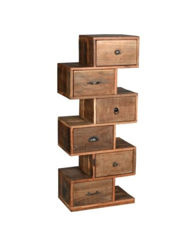 Commode zig zag en bois recyclé et métal