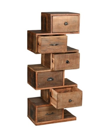 Commode zig zag en bois recyclé et métal