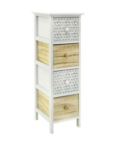 Commode en bois teinté blanc et naturel 4 tiroirs