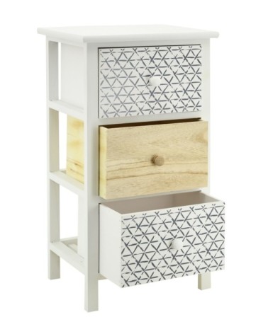 Commode en bois teinté blanc et naturel 3 tiroirs