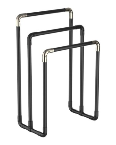 Porte-serviettes en acier senillé noir et nickel