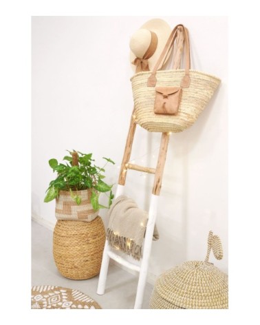 Echelle en bois naturel et blanc