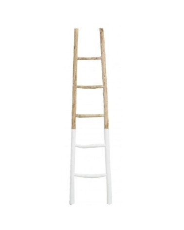 Echelle en bois naturel et blanc