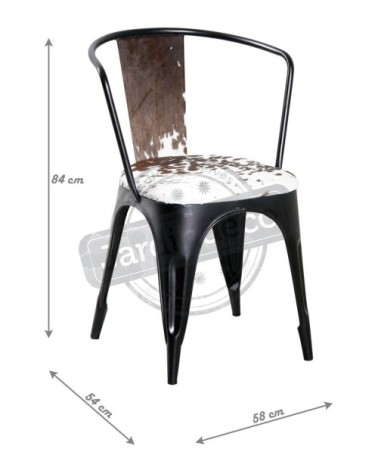 Chaise en métal et peau de vache