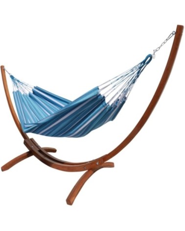 Hamac l en coton multicolore et support en bois de mélèze