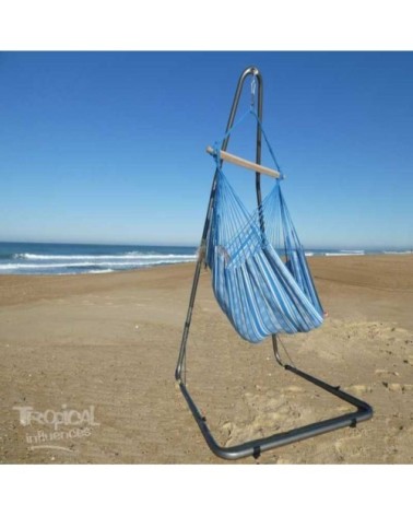 Hamac chaise xl en coton turquoise et support en métal