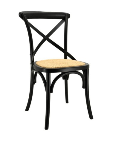 Chaise en bouleau et rotin bistrot chic