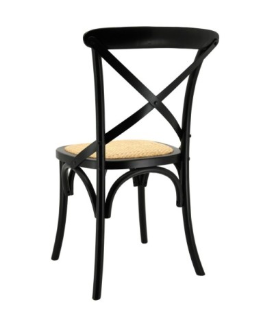 Chaise en bouleau et rotin bistrot chic