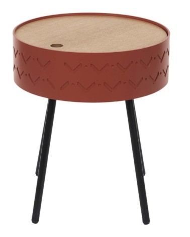 Table d'appoint avec coffre intégré eugénie rouge brique