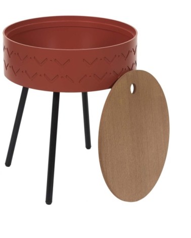 Table d'appoint avec coffre intégré eugénie rouge brique