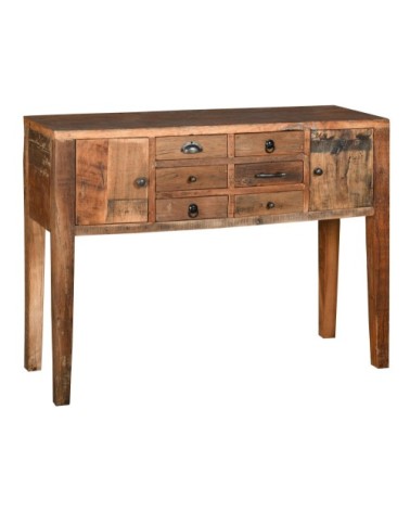 Console en bois recyclé et métal