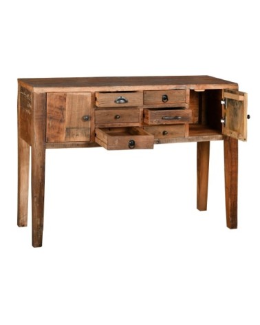 Console en bois recyclé et métal