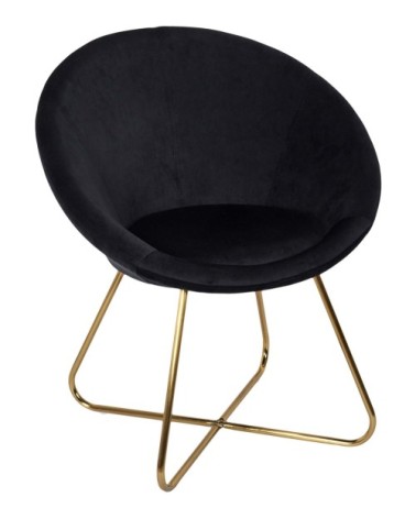 Fauteuil en métal et tissu effet velours Karl noir