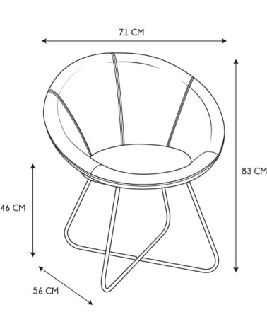 Fauteuil en métal et tissu effet velours Karl noir