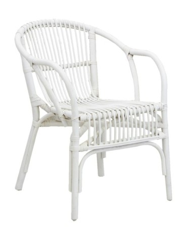 Fauteuil en rotin laqué blanc