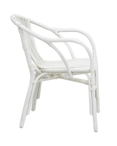 Fauteuil en rotin laqué blanc