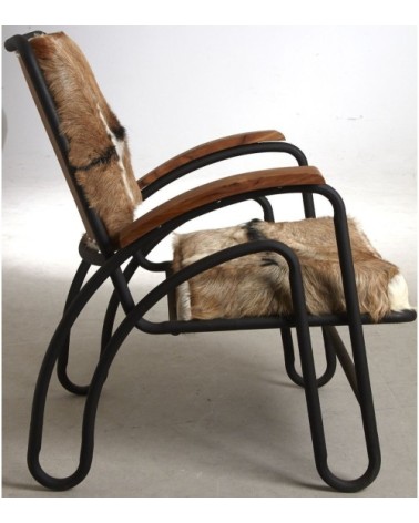 Fauteuil métal et peau de chèvre