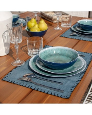 Lot de 4 sets de table en lin bleu 45x30