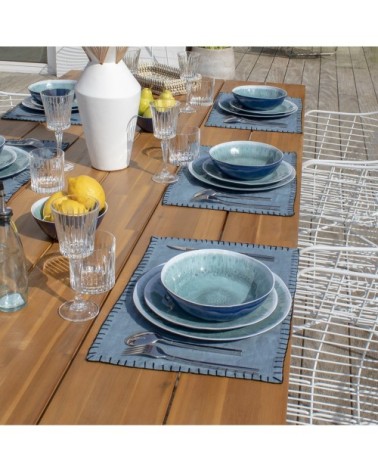 Lot de 4 sets de table en lin bleu 45x30