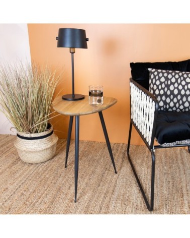 Meuble d'appoint finition bois pied en métal noir