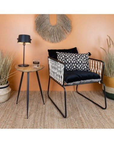 Meuble d'appoint finition bois pied en métal noir