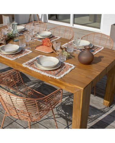 Lot de 4 sets de table en coton terracotta avec franges