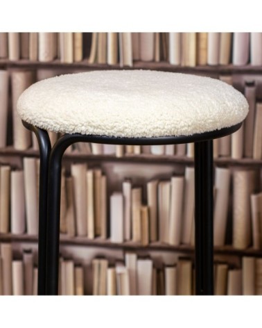 Lot de 2 tabourets de bar beige pied en métal noir