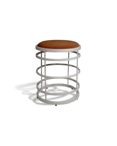 Tabouret en métal blanc et velours terracotta h50cm