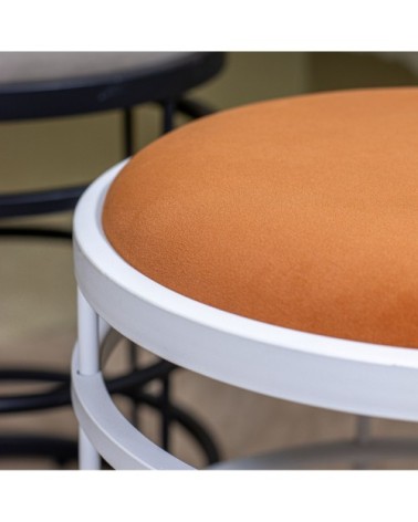 Tabouret en métal blanc et velours terracotta h50cm