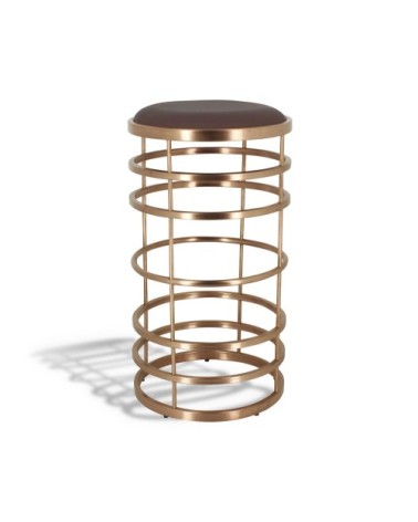 Tabouret de bar en microfibre marron pied en acier inoxydable brossé