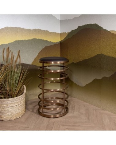 Tabouret de bar en microfibre marron pied en acier inoxydable brossé