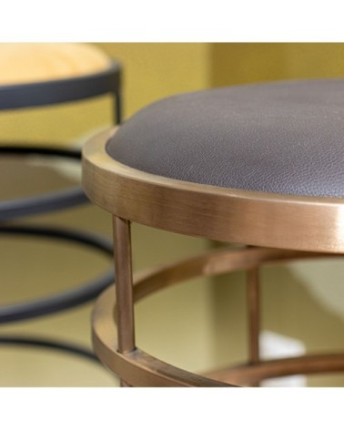 Tabouret de bar en microfibre marron pied en acier inoxydable brossé