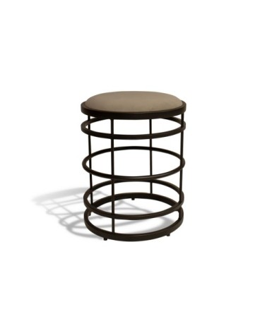 Tabouret en métal noir et velours taupe h50cm