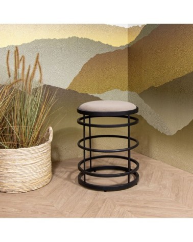 Tabouret en métal noir et velours taupe h50cm