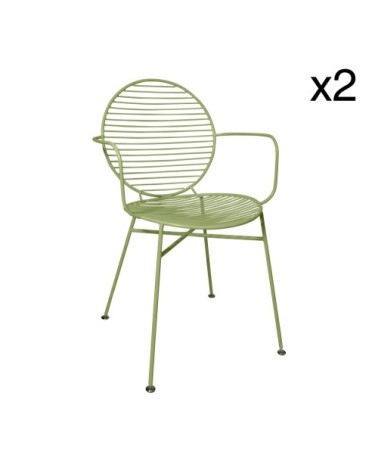Lot de 2 fauteuils de table en métal vert