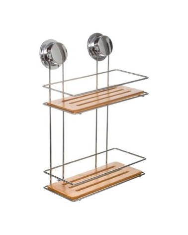 Étagère 2 niveaux bambou avec ventouse