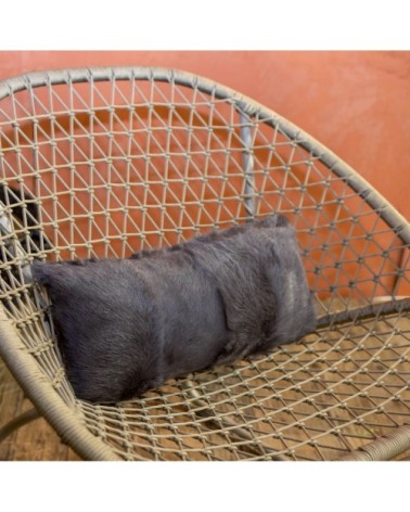 Coussin en poils de chèvre frisés gris 25x50