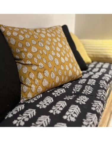 Coussin en coton jaune 40x40cm