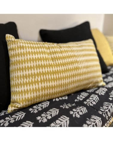 Coussin en coton jaune 30x50cm