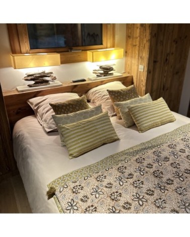 Coussin en coton jaune 30x50cm