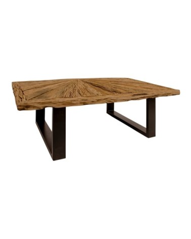 Table basse en bois de teck recyclé pieds en métal noir h35cm