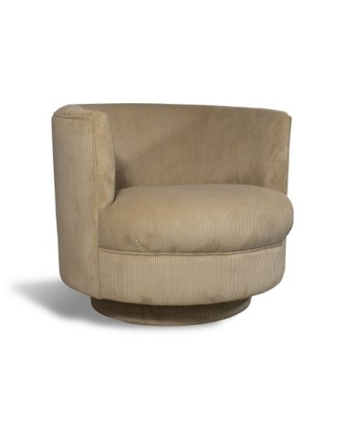Fauteuil tournant en velours cotelé beige