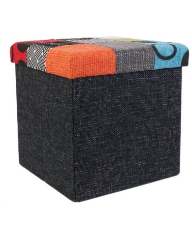 Pouf coffre de rangement patchwork