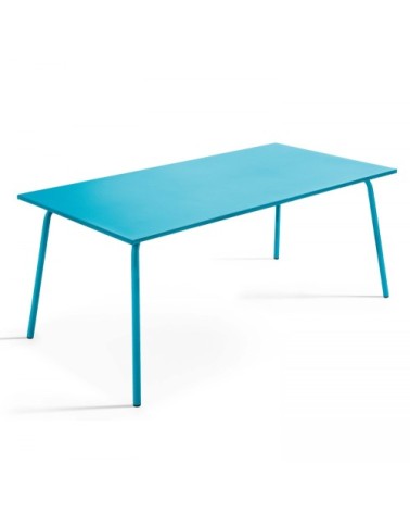 Table de jardin et 6 chaises en métal turquoise