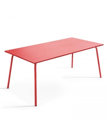 Table de jardin et 6 chaises en métal rouge