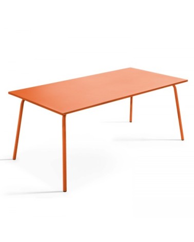 Table de jardin et 6 chaises en métal orange