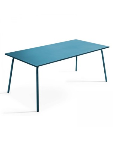 Table de jardin et 6 chaises en métal bleu